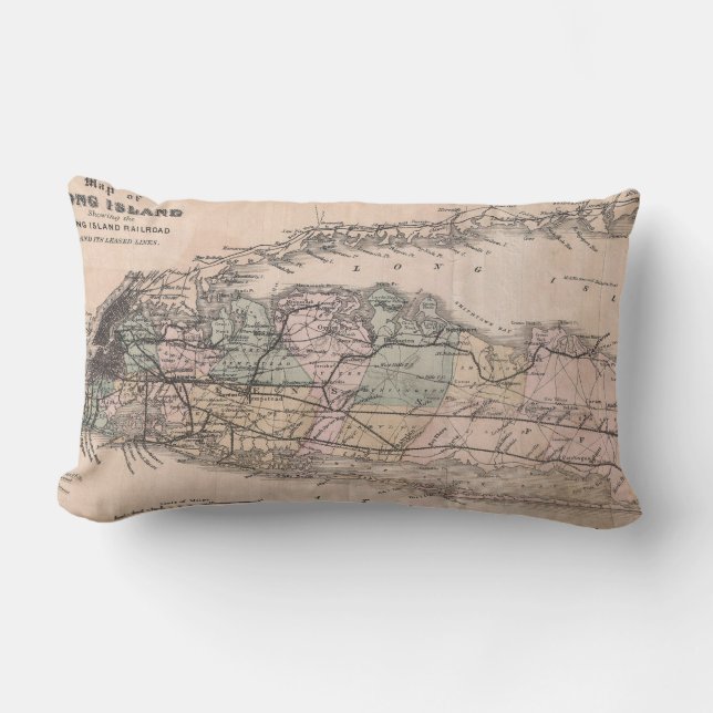  Lange NY Railroad Map (1882) Kussen (Voorkant)