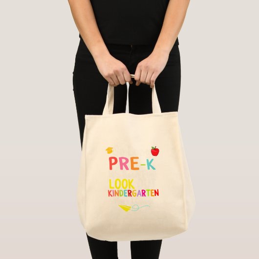 Lange pre-K Kindergarten hier kom ik Afstuderen Tote Bag (Voorkant (product))