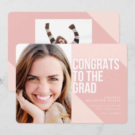 LANGE SCHADUWCONGRATEN VOOR DE AFSTUDEERDER BLUSH KAART (Voorkant / Achterkant)
