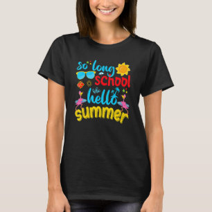 Lange school Hallo zomerdag op school Fla T-shirt