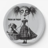 Lange Skinny Wide Eyed Gothic Meisje Papieren Bordje (Voorkant)