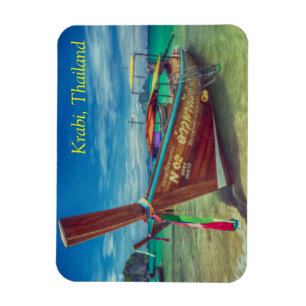 Lange staartboot op het strand, Krabi, Thailand Magneet