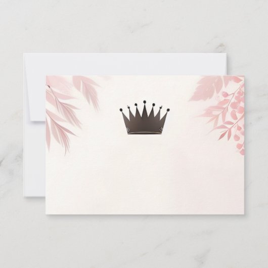 Lange Tule Regal Royal Glam Blush Roze Bruiloft RSVP Kaartje (Achterkant)