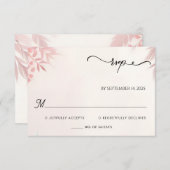 Lange Tule Regal Royal Glam Blush Roze Bruiloft RSVP Kaartje (Voorkant / Achterkant)