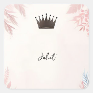 Lange Tulle Royale Glam Roze Bruiloftfeest Vierkante Sticker