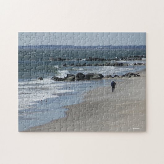 Lange winterwandelingen op het strand legpuzzel (Horizontaal)