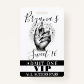 Lange zwarte nagels Crystal Verjaardag VIP Access  Badge (Achterkant)