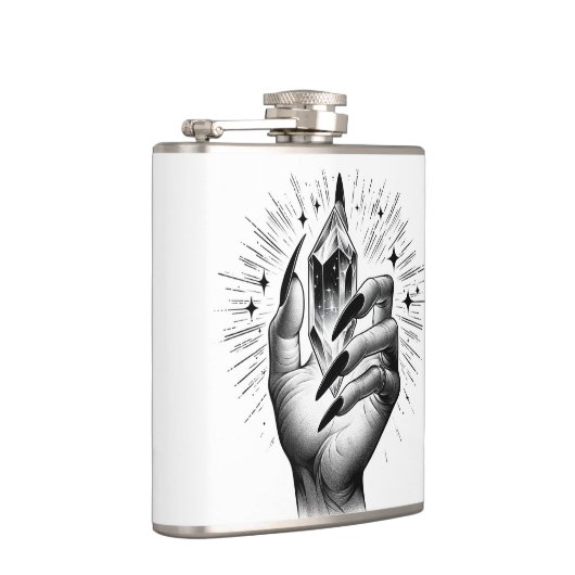 Lange zwarte spijkers & Crystal Energy Magic Heupfles (Rechts)