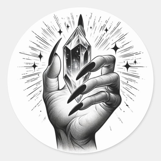 Lange zwarte spijkers & Crystal Energy Magic  Ronde Sticker (Voorkant)