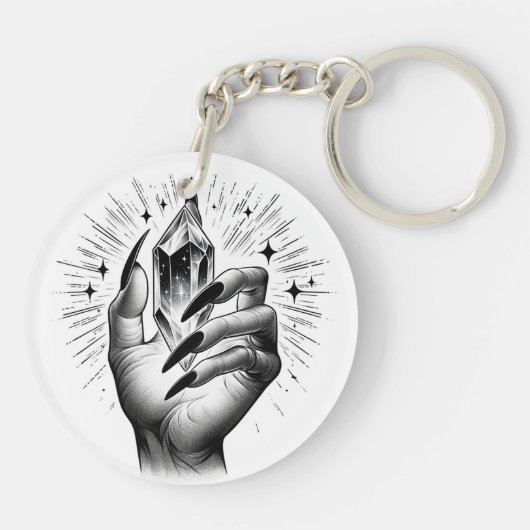 Lange zwarte spijkers & Crystal Energy Magic  Sleutelhanger (Achterkant)