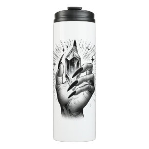 Lange zwarte spijkers & Crystal Energy Magic  Thermosbeker