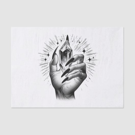 Lange zwarte spijkers & Crystal Energy Magic  Tissuepapier (Voorkant)