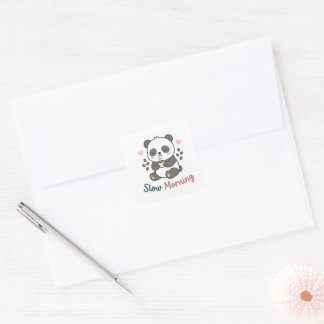 Langemorgenpanda-sticker | Schattige gezellige est Vierkante Sticker