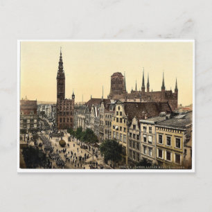 Langen Market and Court House, Danzig, West Prussi Briefkaart