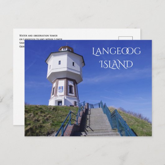 Langeoog Island Water Tower, East Frisia, Duitslan Briefkaart (Voorkant / Achterkant)