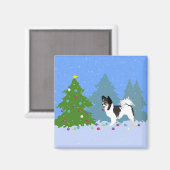 Langharige Chihuahua of Papillon Decorating Tree Magneet (Voorkant / Achterkant)