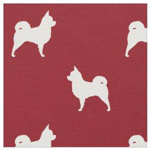 Langharige Chihuahua Silhouetten Rood en Wit Stof
