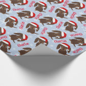 Langharige Chocolade Dachshund Kerstmis Custom Cadeaupapier (Hoek)