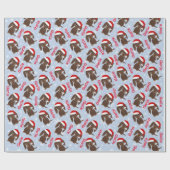 Langharige Chocolade Dachshund Kerstmis Custom Cadeaupapier (Vlak)