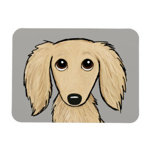 langharige crème dachshund   Cartoon Wiener Dog Magneet