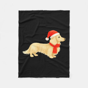 Langharige Crème Kerst Dachshund Met Santa H Fleece Deken