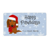 Langharige Dachshund Hond Kerstmis Gift Labels (Voorkant)