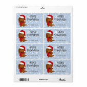 Langharige Dachshund Hond Kerstmis Gift Labels (Full Sheet)