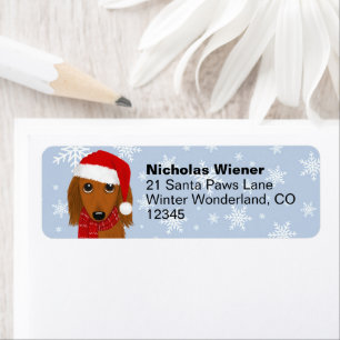 Langharige Dachshund Kerst Hond Retouradres Etiket