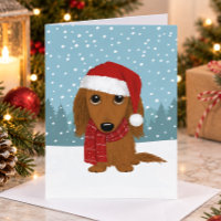 Langharige Dachshund Kerstman Wiener Hond Kerstmis