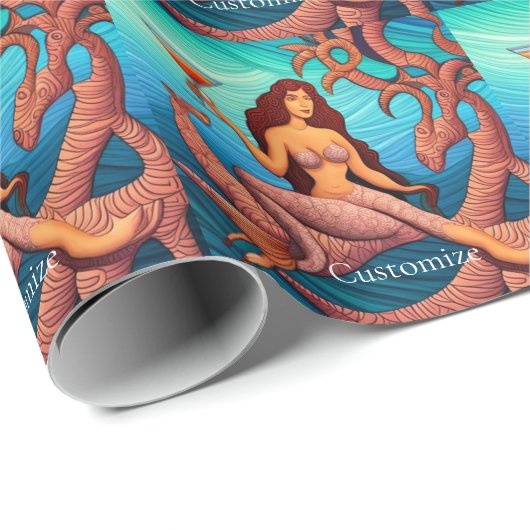 langharige Martini zeemeermin Thunder_Cove Cadeaupapier (Rol Hoek)