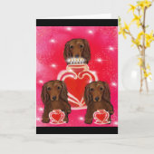 Langharige Rode Doxies Kaart (Gele Bloem)