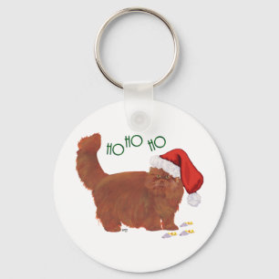 Langharige rode Perzische kat Santa's helper Sleutelhanger