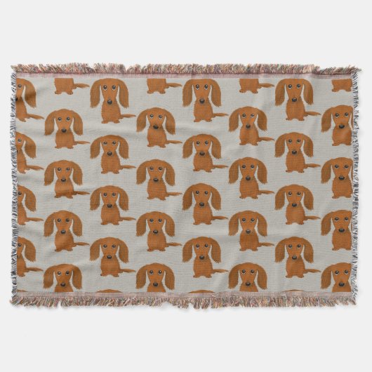 langharige rode teckel patroon | Wiener Dogs Deken (Voorkant)