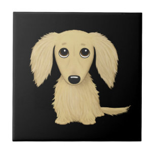 Langharige roomkleurige Dachshund Puppy Tegeltje