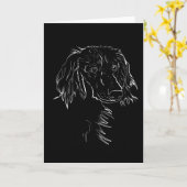 Langharige teckel hond tekening kaart (Gele Bloem)