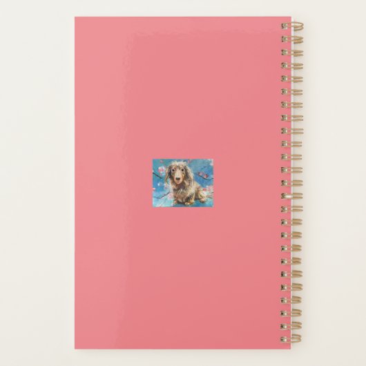 Langharige Teckel In Kersenbloesems Planner (Achterkant)