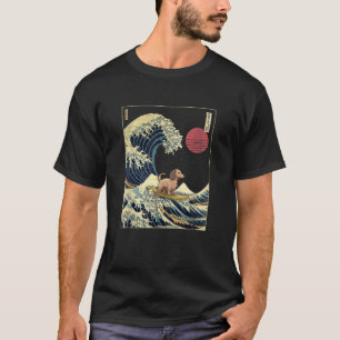 langharige teckel japans kanagawa wave grappig t-shirt