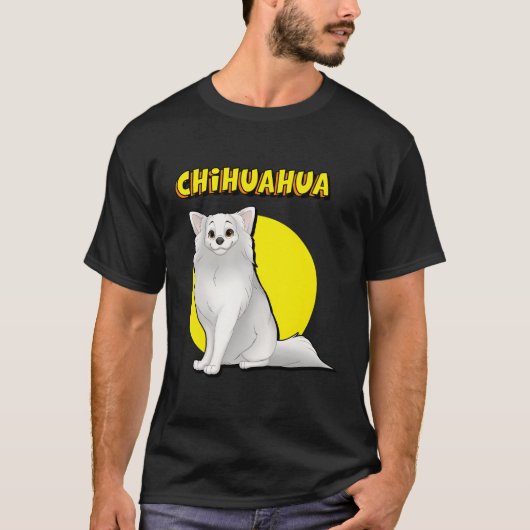 langharige witte chihuahua t-shirt (Voorkant)