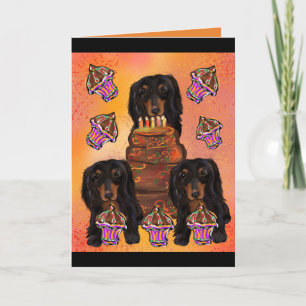 Langharige Zwarte Dachshund Kaart