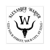 Langhoorn stier koe schedel naam retouradres  zelfinktende stempel (Design)