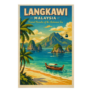 Langkawi-eiland, Maleisië, in een levendige retro Perfect Poster
