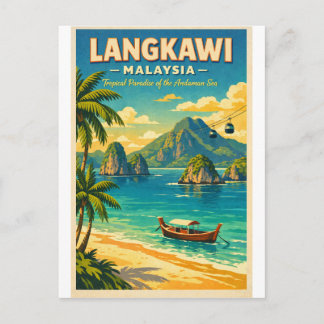 Langkawi Island, Malaysia, in a vibrant retro  Briefkaart