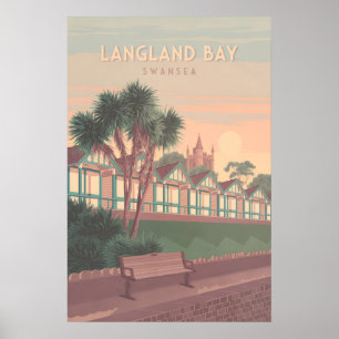 Langland Bay Swansea Zeereis Poster