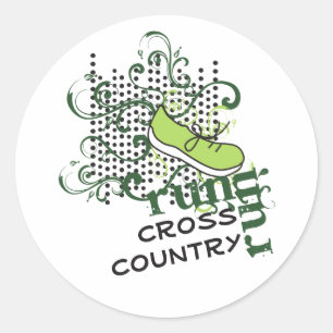Langlauf waarop aangepaste tekst wordt uitgevoerd ronde sticker