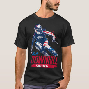 Langlaufen Patriotisch Usa Winter Team Ski T-shirt
