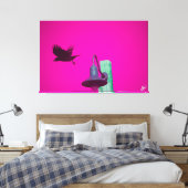 Langley Crow op Light Post Series #12 Canvas Afdruk (Insitu (Slaapkamer))
