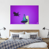 Langley Crow op Light Post Series #1 Canvas Afdruk (Insitu (Slaapkamer))