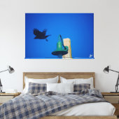 Langley Crow op Light Post Series #3 Canvas Afdruk (Insitu (Slaapkamer))