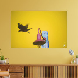 Langley Crow op Light Post Series #4 Canvas Afdruk