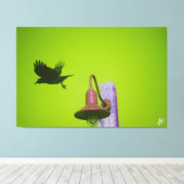 Langley Crow op Light Post Series #5 Canvas Afdruk (Insitu (Houten vloer))